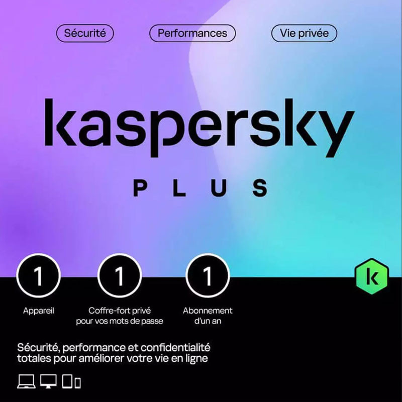 Antivirus Kaspersky Plus, Licence 1 an - 1 poste Antivirus Kaspersky Plus, Licence 1 an - 1 poste
