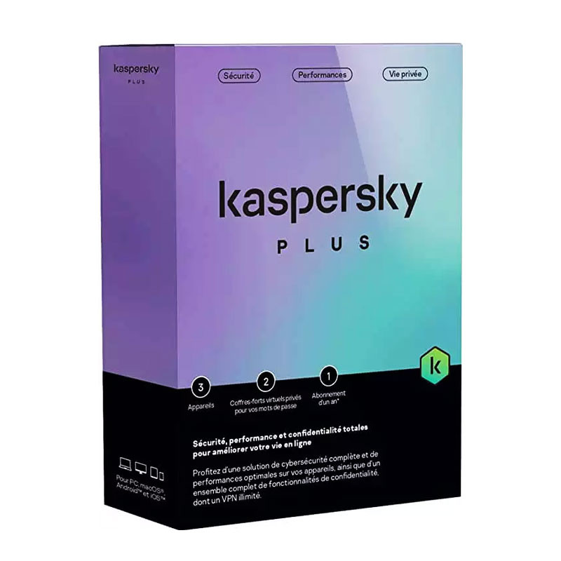 Antivirus Kaspersky Plus, Licence 1an - 3postes
