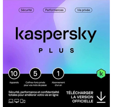 Antivirus Kaspersky Plus, Licence 1 an - 10 postes