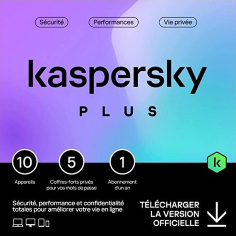 Antivirus Kaspersky Plus, Licence 1 an - 10 postes Antivirus Kaspersky Plus, Licence 1 an - 10 postes