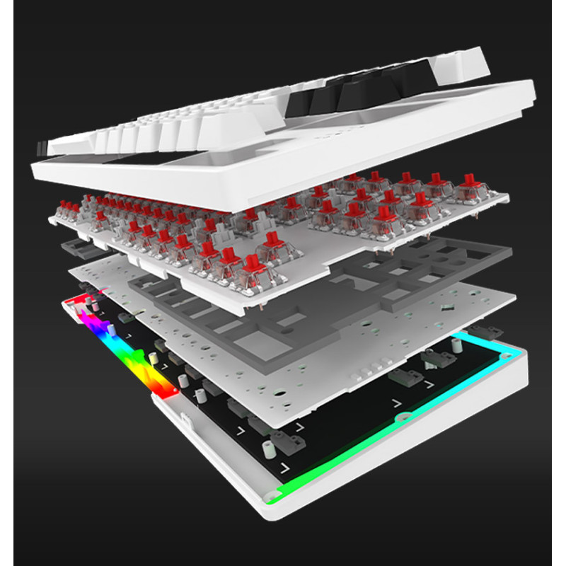 CLAVIER MÉCANIQUE AQIRYS ALUDRA TKL, RGB, 100% ANTI-GHOSTING, WHITE