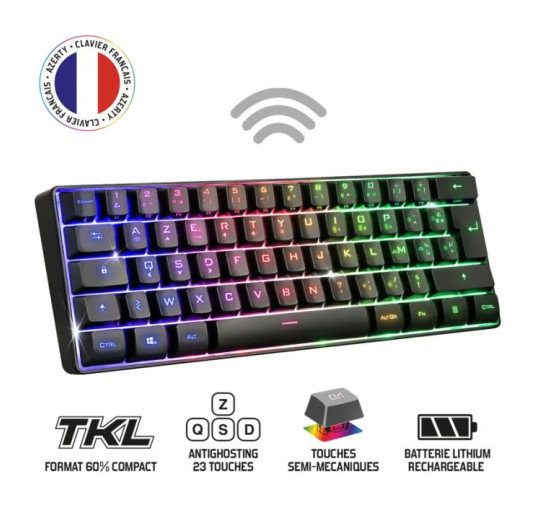 Clavier Gamer SOG - Semi Mécanique sans fil ELITE-K50, RGB