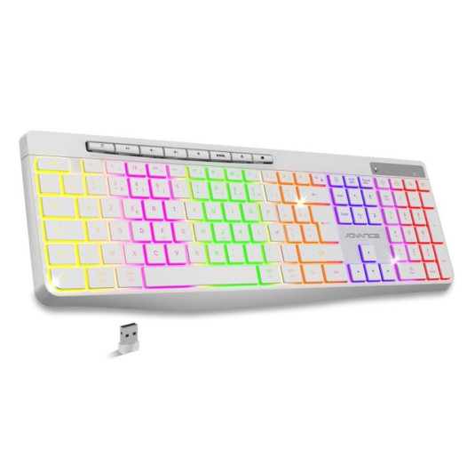 Clavier Gamer Sans Fil ADVANCE R-TYPE CLA-310WT RGB - BLANC