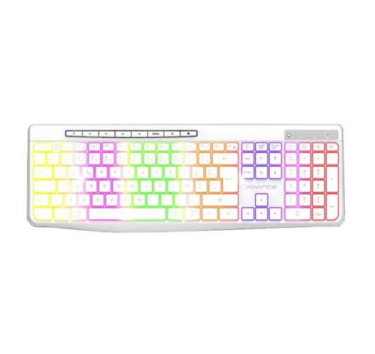 Clavier Gamer Sans Fil ADVANCE R-TYPE CLA-310WT RGB - BLANC