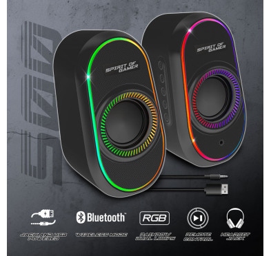 Haut-Parleurs Spirit of Gamer Fanatic 500 RGB 2.0 PC USB BLUETOOTH Black