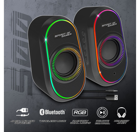 Haut-Parleurs Spirit of Gamer Fanatic 500 RGB 2.0 PC USB BLUETOOTH Black