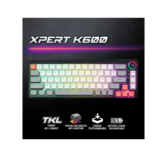 Spirit of Gamer CLAVIER XPERT K600 MECA TKL RGB SANS FIL