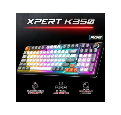 Spirit of Gamer CLAVIER XPERT -K350 MECA TKL RGB USB (Blanc)