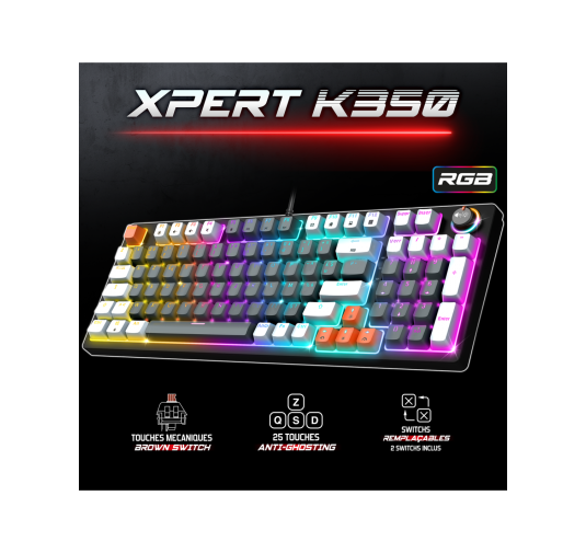 Spirit of Gamer CLAVIER XPERT -K350 MECA TKL RGB USB (Noir)