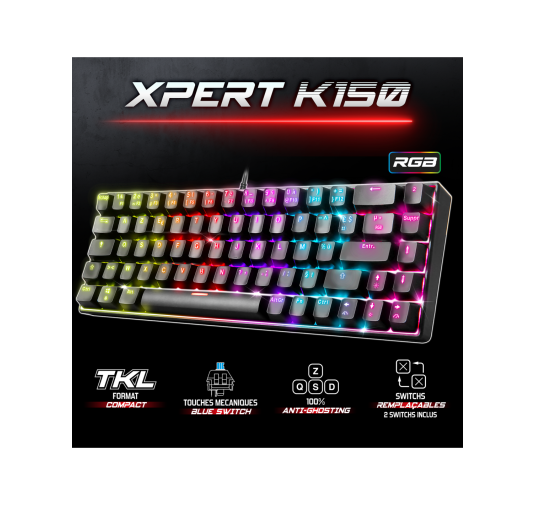 Spirit of Gamer CLAVIER XPERT Xpert-K150 TKL RGB (Noir)