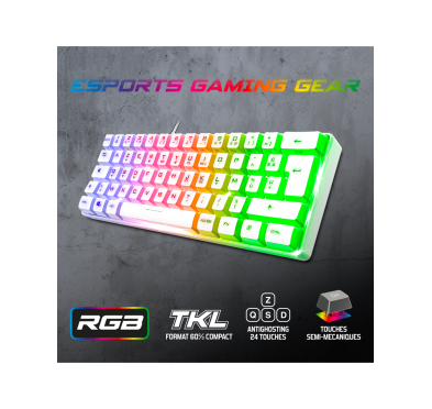 Spirit of Gamer CLAVIER PRO K2 ARTIC TKL RGB USB (Blanc)