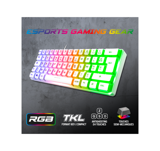 Spirit of Gamer CLAVIER PRO K2 ARTIC TKL RGB USB (Blanc)