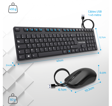 ADVANCE WORKMATE PLUS-PACK CLAVIER/SOURIS SILENCIE
