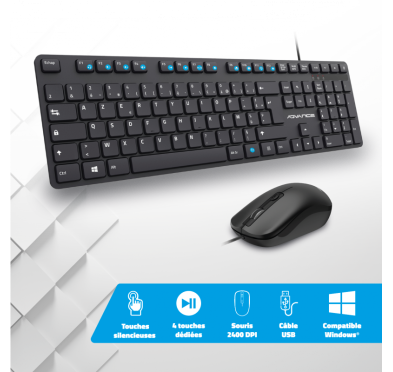 ADVANCE WORKMATE PLUS-PACK CLAVIER/SOURIS SILENCIE