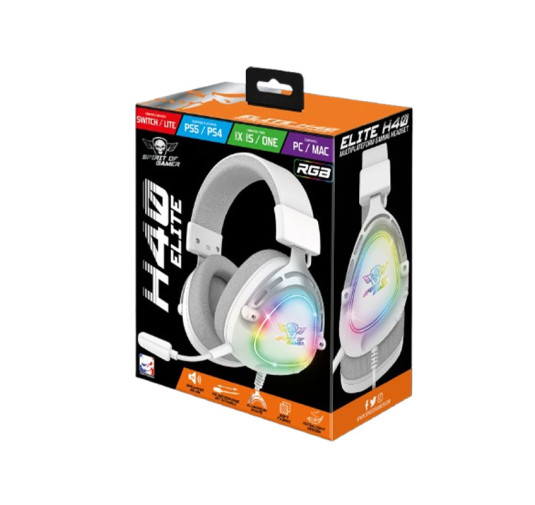 SPIRIT OF GAMER CASQUE ELITE H40 ARTIC RGB MULTIPLATFORME