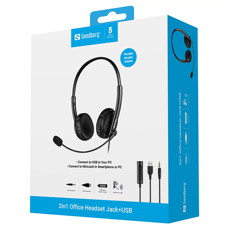 SANDBERG HEADSET OFFICE JACK + USB