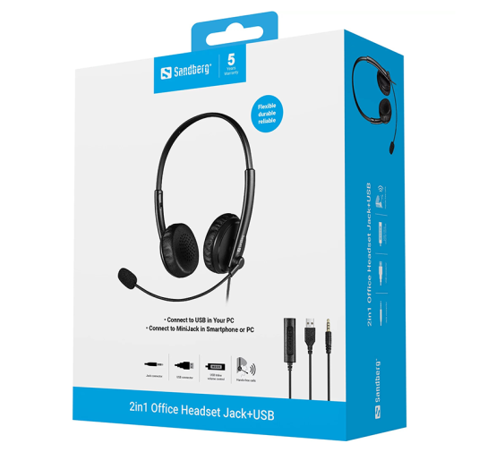 SANDBERG HEADSET OFFICE JACK + USB