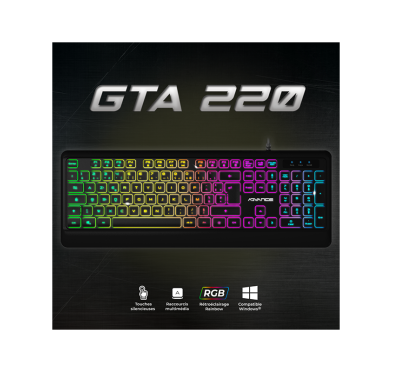 ADVANCE CLAVIER GAMING GTA 220 RETRO ECLAIRAGE RGB RAINBOW