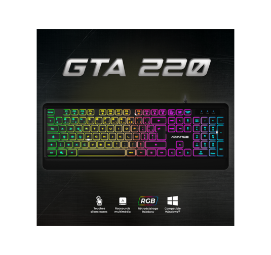 ADVANCE CLAVIER GAMING GTA 220 RETRO ECLAIRAGE RGB RAINBOW