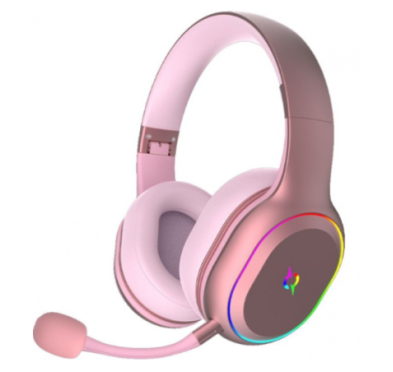 Casque Micro GAMER AQIRYS LYRA, Double (sans fil + filaire), RGB, Pink
