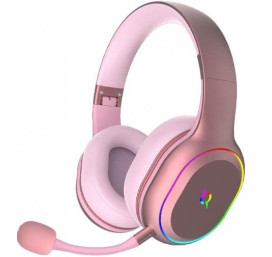 Casque Micro GAMER AQIRYS LYRA, Double (sans fil + filaire), RGB, Pink