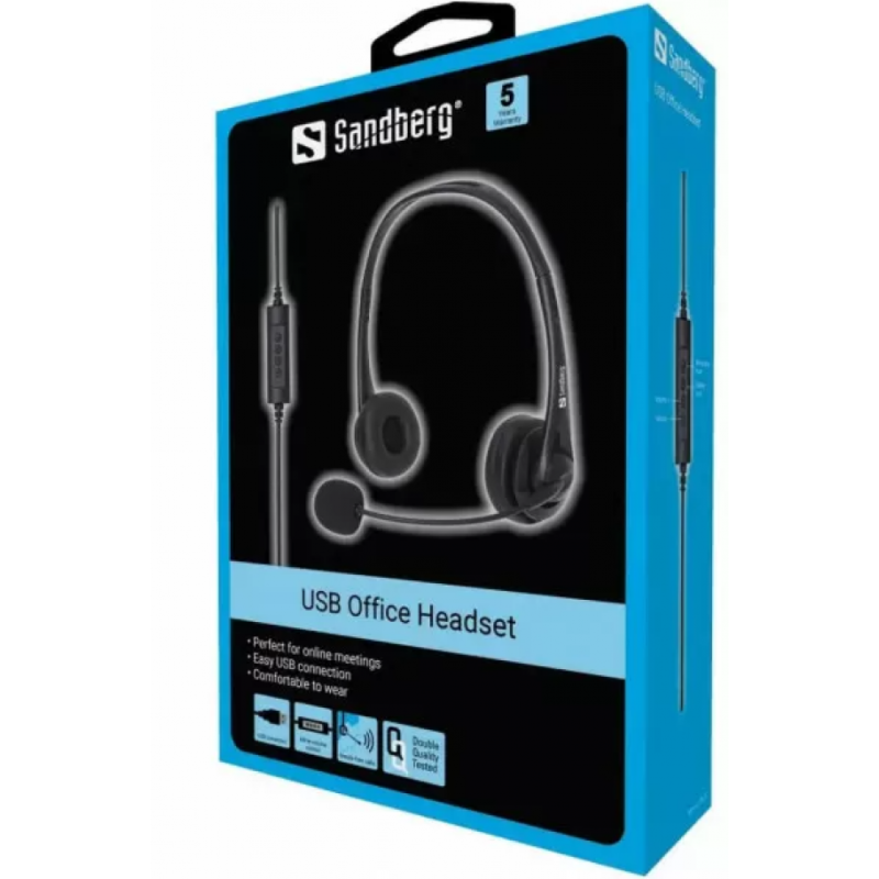 Casque USB Sandberg Office - Noir Casque USB Sandberg Office - Noir