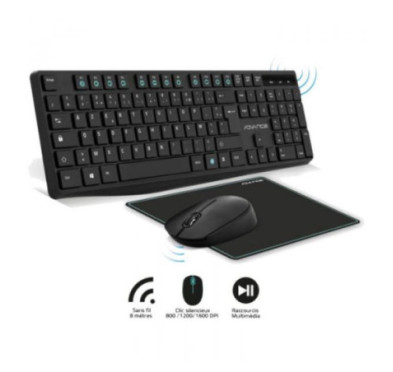 Pack ADVANCE Elite Wireless Combo - Clavier et Souris sans Fil + Tapis