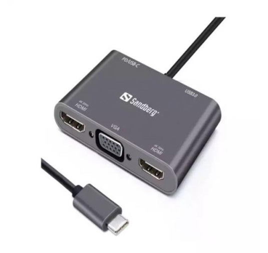 Sandberg Docking Station Usb-C (5 ports) - Gris
